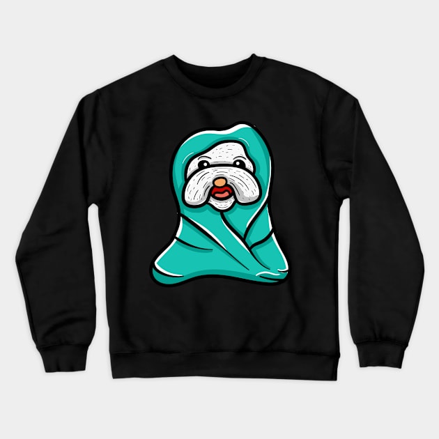 Cute dog with blanket Crewneck Sweatshirt by happymonday